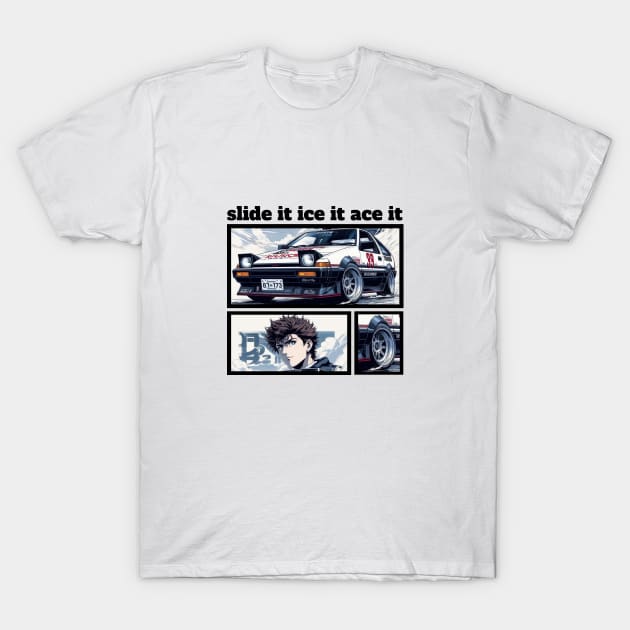 slide it, ice it, ace it : Hachiroku T-Shirt by MOTOSHIFT